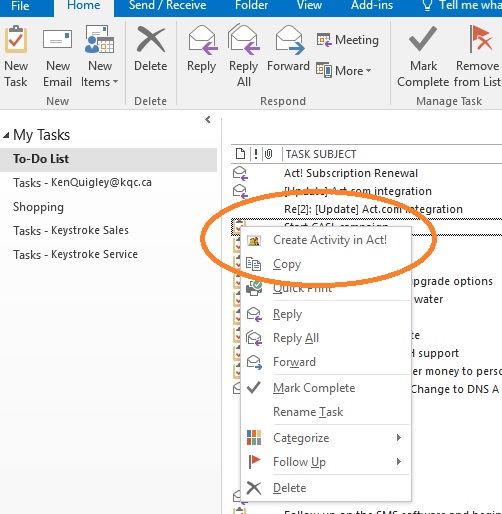 Act4outlook tasks